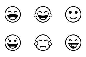 Creative set of emoji faces showing emotions with minimalistic line art style, great for communication tools and UI designs vector