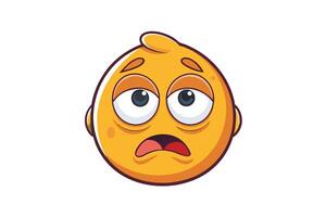 Illustration of a tired emoji with a fatigued expression and droopy eyes, symbolizing exhaustion and sleepiness vector