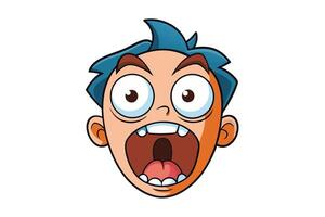 Exaggerated cartoon expression of fear and shock featuring wide eyes, open mouth, and comic style, ideal for memes or humor content vector