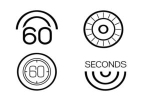 Creative collection of 60 second countdown timer illustrations in bold yellow and monochrome styles, ideal for productivity and app designs vector