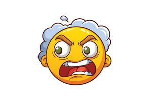 Illustration of an angry emoji face with dramatic steam effect and a furious look, ideal for humor, reaction, or expressive designs vector