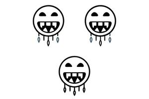 Icon set of icy cold emojis showcasing frozen faces with unique expressions and tears of frost, ideal for weather and emotion themes, line art icon set vector