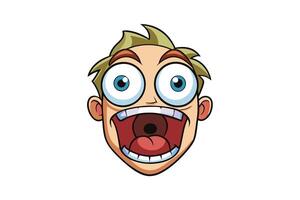Cartoon face screaming in shock and fear with wide eyes and exaggerated expression, perfect for humorous or reaction related concepts vector