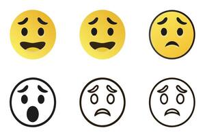 Set of expressive emoji faces featuring different emotions in minimalistic line art icon style, perfect for digital designs and apps vector