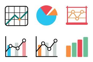 Professional infographic style chart and graph icons ideal for data analysis, business presentations, and educational visualizations vector