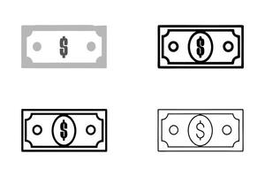 Unique and modern dollar bill graphics with colorful and monochrome designs ideal for banking or economic content, line art icon set vector