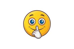 Expressive shushing emoji with a cheerful face and hand gesture, illustrating the concept of being quiet, secret, or playful vector