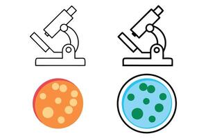 illustration of laboratory microscopes and petri dishes, perfect for science, microbiology, and medical research design elements vector