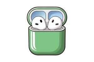 Stylized Illustration of Bluetooth Earbuds in a Charging Case, Ideal for Technology and Audio Concepts vector