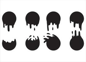 Splatter of water blob. Black flow leak. Melt circle drop. Liquid shape of paint or stain. Simple sticker border. Flowing splash of fluid and drip vector