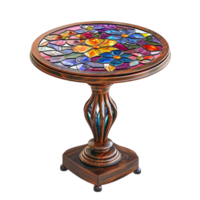 Classic Floral Stained Glass Accent Table png