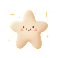 A cheerful star character with a smiling face and a sparkle effect. png