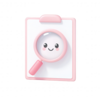 A cheerful magnifying glass on a clipboard, ideal for playful illustrations. png