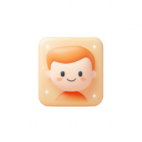 A cute, simplistic illustration of a smiling boy with a cheerful expression. png