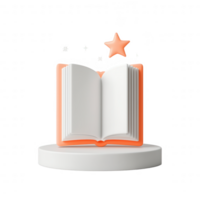 A vibrant 3D illustration of an open book with a star, symbolizing creativity and learning. png
