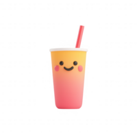 A cheerful drink with a smiling face and colorful gradient design. png