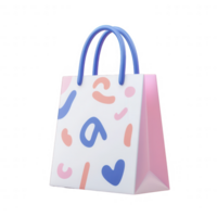 Colorful shopping bag with playful patterns, perfect for showcasing retail vibes. png