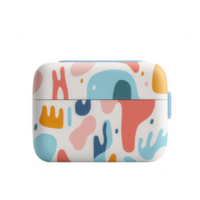 Colorful wireless earphone case with abstract design for modern tech enthusiasts. png