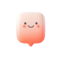 Cute, animated speech bubble character with a friendly smile and soft colors. png