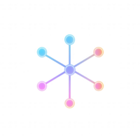 Colorful abstract graphic with interconnected nodes representing network systems. png