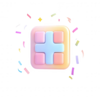 Colorful graphic icon with a playful design and creative confetti elements. png