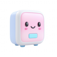 Cute and playful cartoon character of a smiling refrigerator. png
