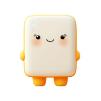 Cute cartoon character resembling a happy marshmallow with a smiling face. png
