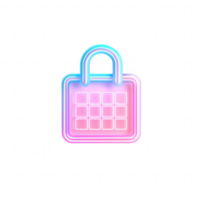 Stylized digital calendar icon with a lock symbolizing secure scheduling. png