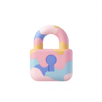 A colorful, modern digital padlock design symbolizing security and innovation. png