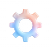 A colorful, modern gear symbolizing innovation and progress in technology. png