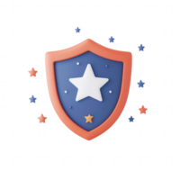 A colorful shield icon with a star and decorative elements for design purposes. png