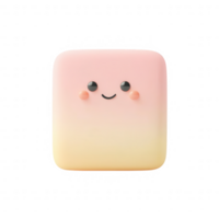 A cute, smiling pastel square character with a gradient background. png