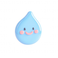 A cheerful blue drop character with a smiling face, perfect for playful designs. png