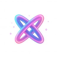 A vibrant, glowing abstract design with intersecting shapes and sparkling effects. png