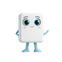 A cheerful cartoon character with big eyes and a friendly smile, representing joy and fun. png