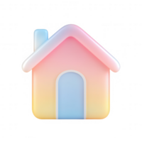 A vibrant illustration of a whimsical house design with a pastel color palette. png