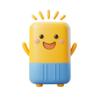 A cheerful, cartoonish character with a bright smile and playful design. png