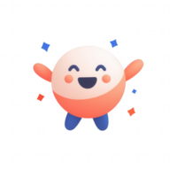 A cheerful cartoon character celebrating with vibrant colors and joyful expression. png