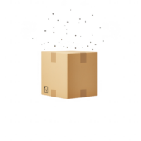 A cardboard box floating with bubbles, symbolizing delivery and packaging concepts. png