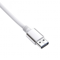 A close-up of a modern USB cable connector on a clean white background. png