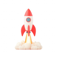 A colorful rocket launch representing innovation and exploration. png