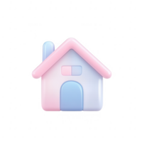 A cute, modern house design with pastel colors and minimalist structure. png