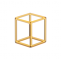 A glowing frame of a cube design in vibrant colors, suitable for various applications. png