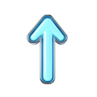 A glowing blue upward arrow symbol representing progress and direction. png