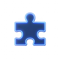 A glowing blue puzzle piece symbolizing connection and problem-solving. png