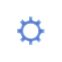 A glowing gear icon symbolizing technology and innovation in design. png