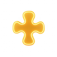 A glowing orange cross shape with a smooth, modern design against a transparent background. png