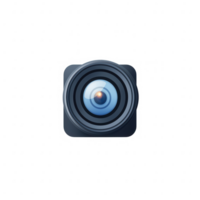 A modern camera lens illustration for creative projects and digital media. png