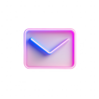 A modern neon envelope icon representing digital communication and messaging. png