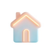 A modern neon house icon representing comfort and style in home design. png